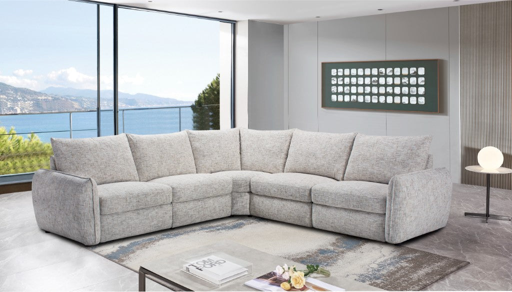 Islavix Fabric Corner Sofa With 2 Ends Power Recliner-Beige