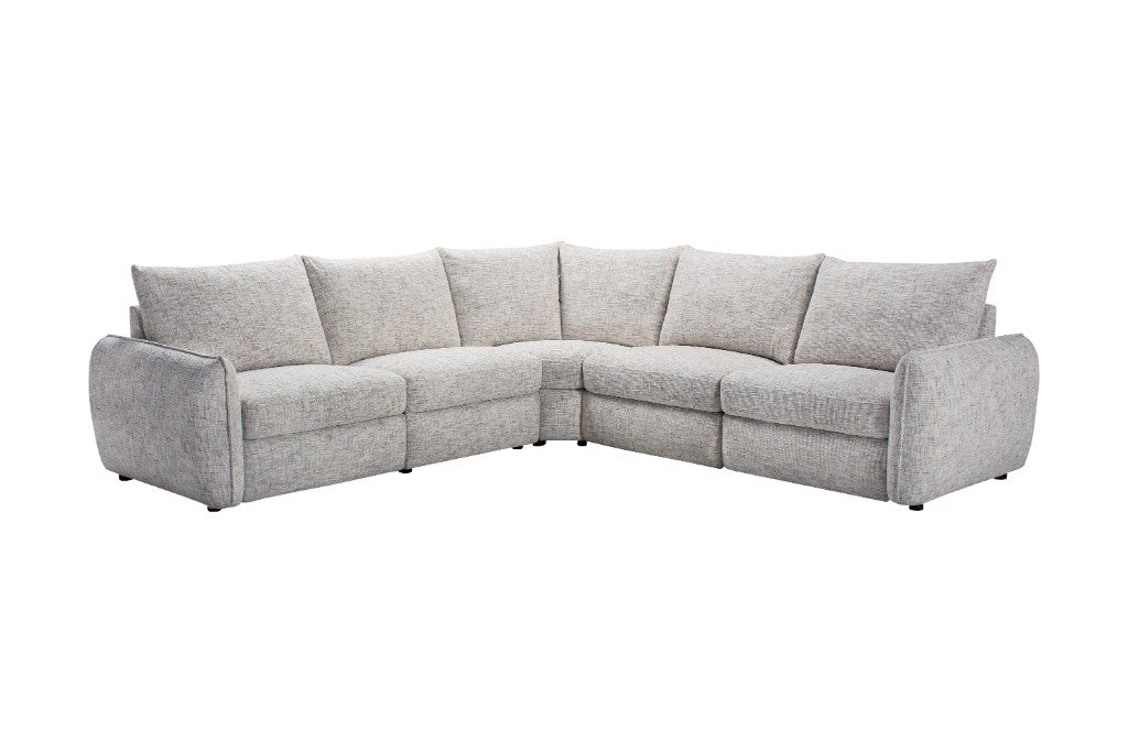 Islavix Fabric Corner Sofa With 2 Ends Power Recliner-Beige