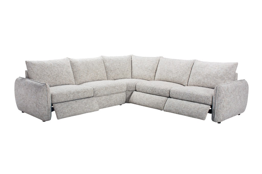 Islavix Fabric Corner Sofa With 2 Ends Power Recliner-Beige