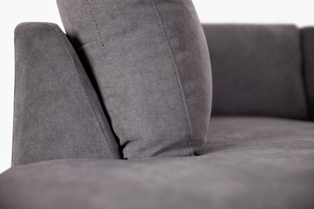 Kristvix Fabric 3 Seater W/LHF Chaise Sofa - Bed Dark Grey (2 PC)
