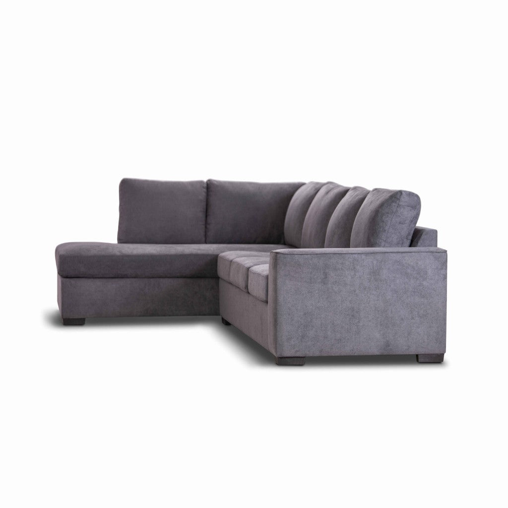Kristvix Fabric 3 Seater W/LHF Chaise Sofa - Bed Dark Grey (2 PC)