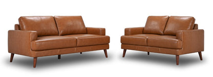 OFFO Mia Cowhide Leather 3S+2S Sofa Set-Tan