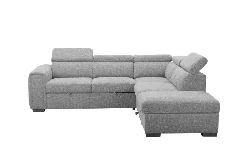 OFFO Odelia Fabric 2S W/Sofa Bed RHF Chaise & Ottoman -Grey