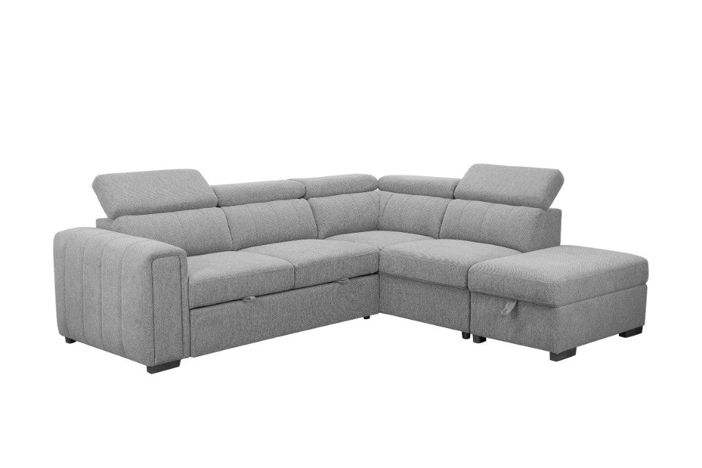Odelia Fabric 2S W/Sofa Bed RHF Chaise & Ottoman -Grey
