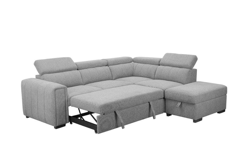 Odelia Fabric 2S W/Sofa Bed RHF Chaise & Ottoman -Grey