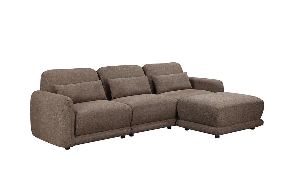 Pollyvix Fabric 3Seater Sofa W/Ottoman Plus 3XPillow