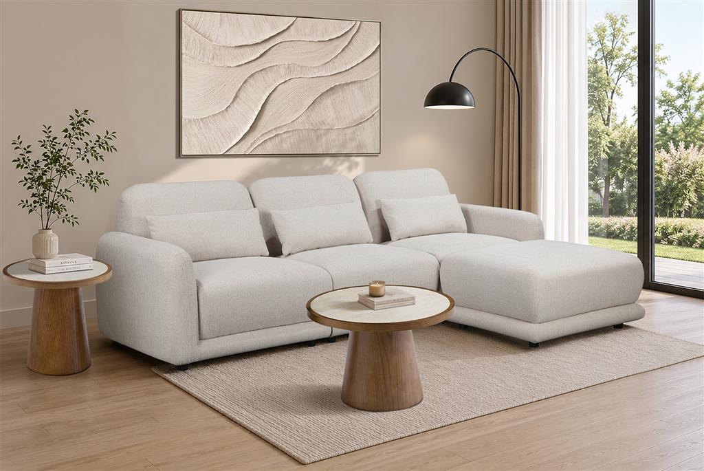 Pollyvix Fabric 3Seater Sofa W/Ottoman Plus 3XPillow