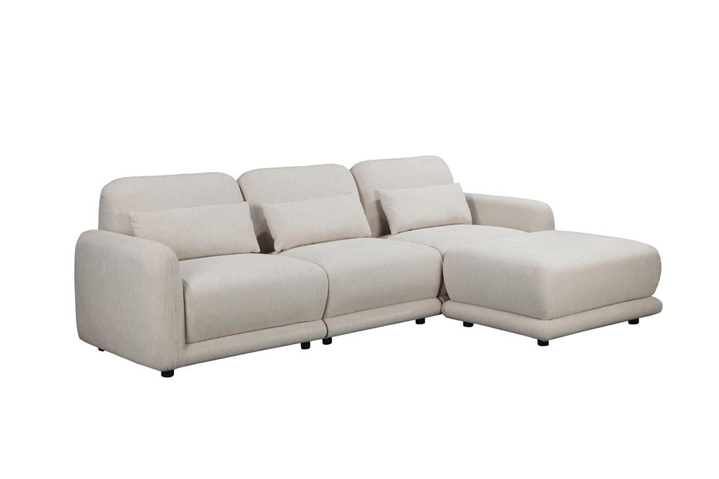 Pollyvix Fabric 3Seater Sofa W/Ottoman Plus 3XPillow