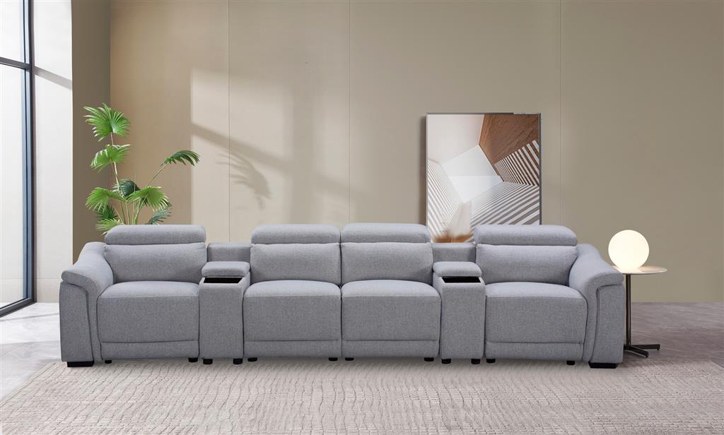 Robbie Dual Motor 4 Seater Electric Recliner - Grey