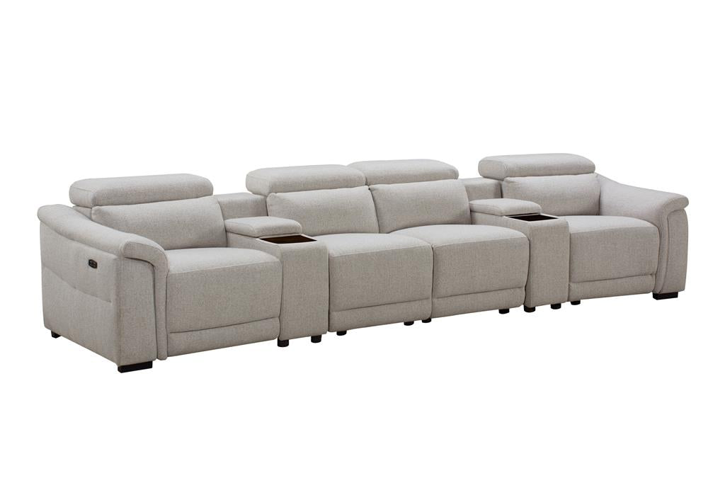 Robbie Dual Motor 4 Seater Electric Recliner - Light Grey
