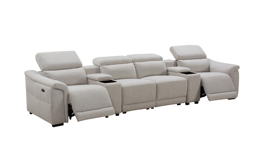 Robbie Dual Motor 4 Seater Electric Recliner - Light Grey