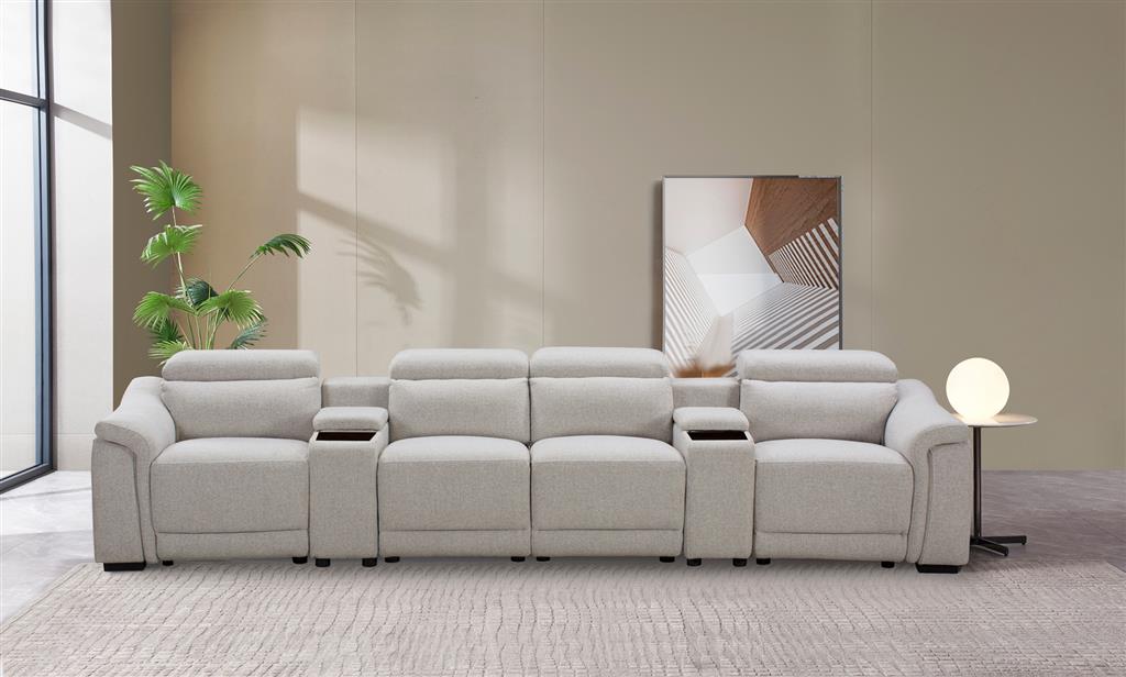 Robbie Dual Motor 4 Seater Electric Recliner - Light Grey