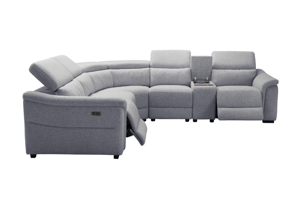 Robbie Fabric Corner Modular W/2 End Electric Recliner -Grey