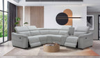 Robbvix Fabric Corner Modular W/2 End Electric Recliner -Light Grey