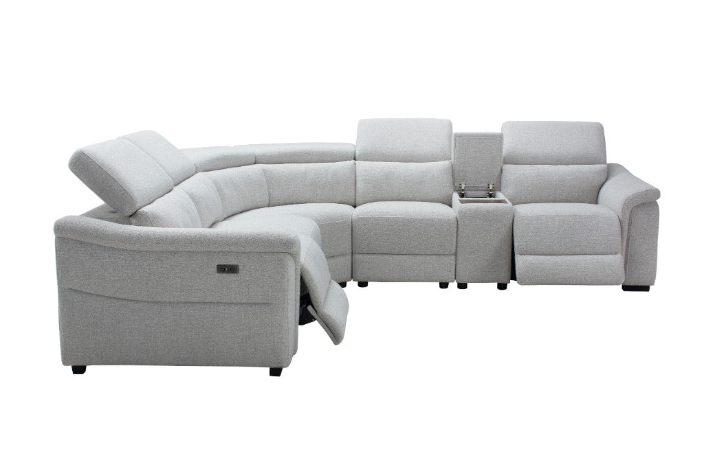 Robbie Fabric Corner Modular W/2 End Electric Recliner -Light Grey