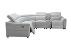 Robbvix Fabric Corner Modular W/2 End Electric Recliner -Light Grey