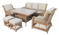 Corfvix Outdoor  5PC Dining Table 3+1+1 Seater Sofa Set -Natural /Stone