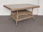 Corfvix Outdoor  5PC Dining Table 3+1+1 Seater Sofa Set -Natural /Stone
