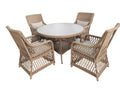 Corfvix Outdoor  5PC Dining Table 4 Chair Set -Natural /Stone