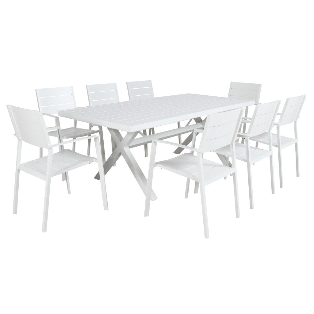 Marquee Isla 9PC 200CM Outdoor Dining Table Set-White