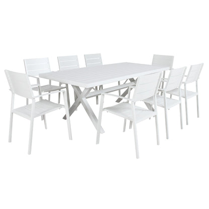 Marquee Isla 9PC 200CM Outdoor Dining Table Set-White