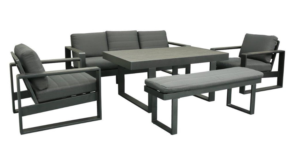 Maderia Outdoor 5PC Mid Height Dining Set- Charcoal