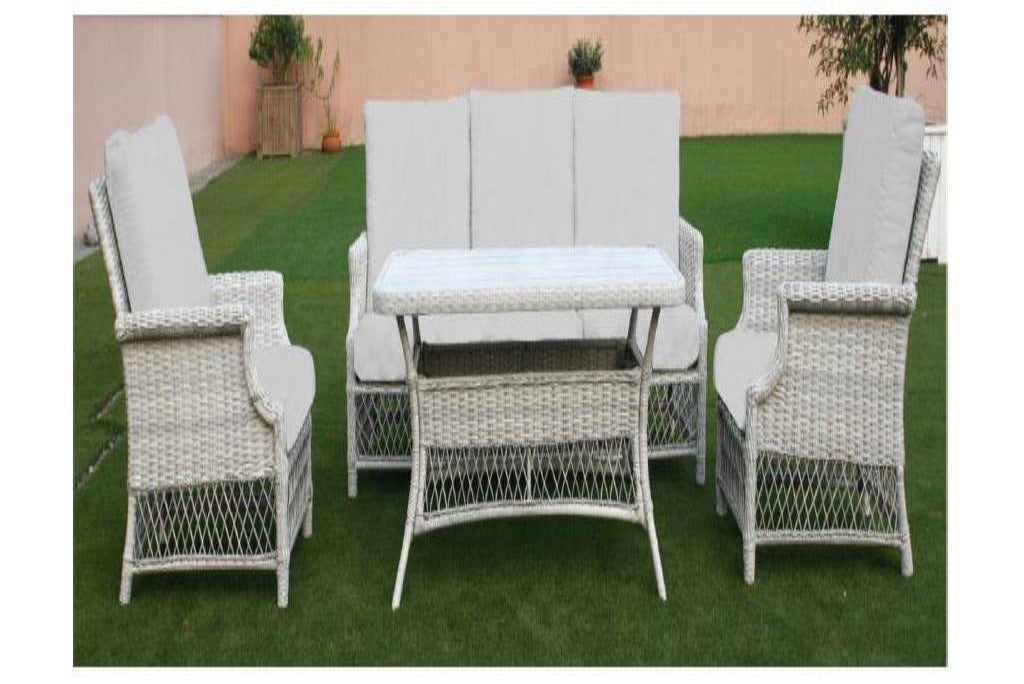 Portland Outdoor Wicker 4PC Mid Height Dining -Grey