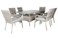 Prievix Outdoor Wicker 7PC Dining Set-Light Grey