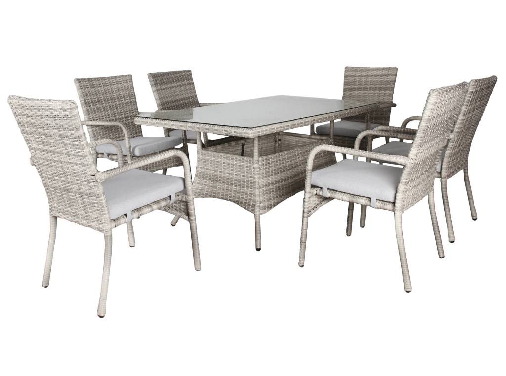 Priestly Outdoor Wicker 5PC Dining Set-Light Grey