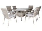 Prievix Outdoor Wicker 3PC Dining Set-Light Grey