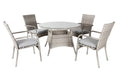Prievix Outdoor Wicker 5PC Dining Set-Light Grey