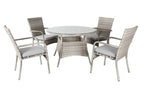 Prievix Outdoor Wicker 5PC Dining Set-Light Grey