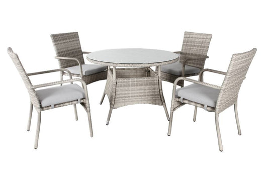 Priestly Outdoor Wicker 5PC Dining Set-Light Grey