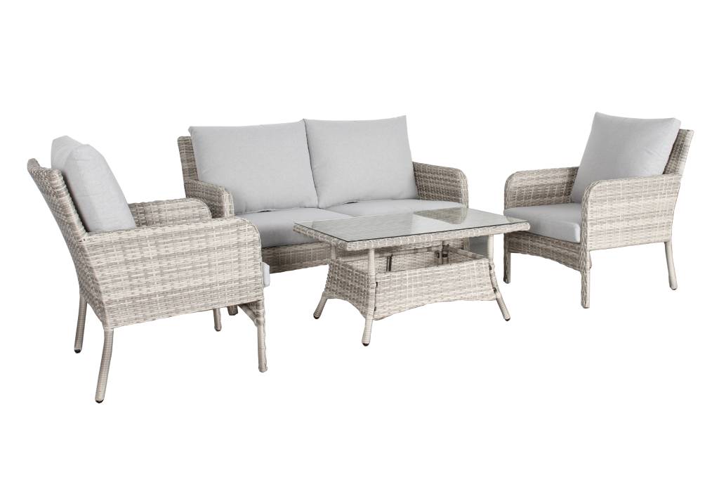 Priestly Outdoor Wicker 5PC Dining Set-Light Grey