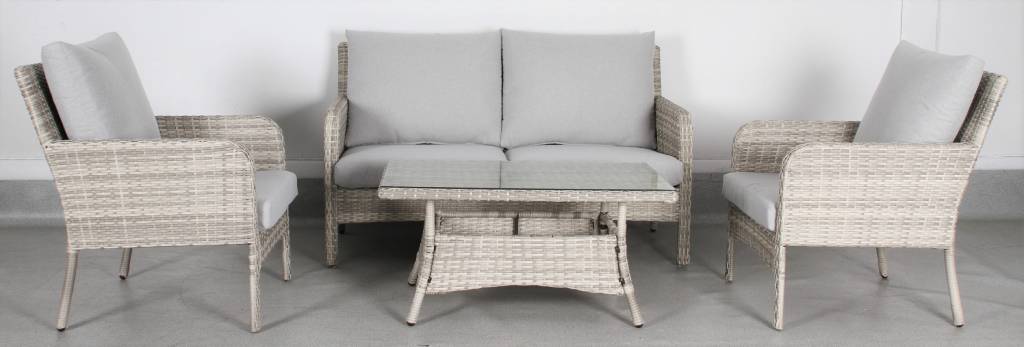 Priestly Outdoor Wicker 4PC Sofa Set-Light Grey