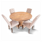 Utavix 135cm Round Dining Table Plus 4 Chairs- Honey Wash