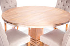 Utavix 135cm Round Dining Table Plus 4 Chairs- Honey Wash