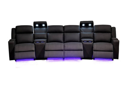 Home Cinema 4 Seater Electric Recliner Rhino Suede Fabric Sofa Black