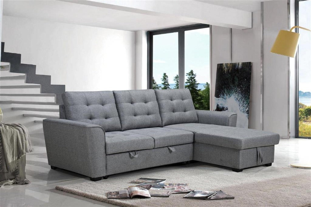 Aurore Sofa Bed Reversible Storage Chaise-Grey