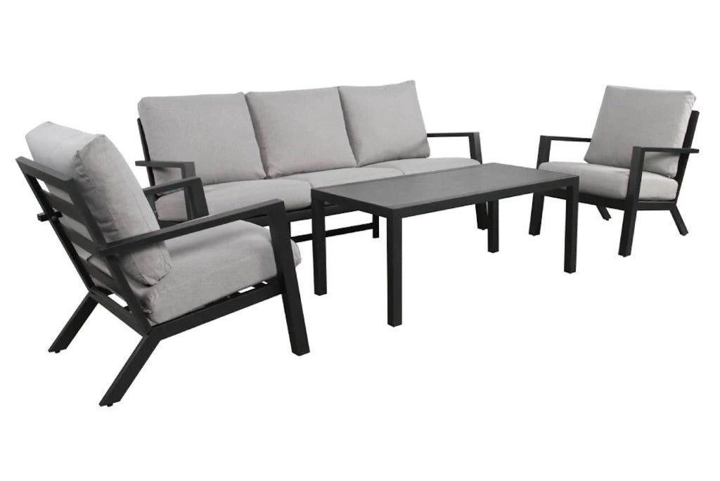 Hunter Aluminium Frame Outdoor 4PC Sofa Lounge Set-Charcoal /Grey