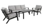 Hunter Aluminium Frame Outdoor 4PC Sofa Lounge Set-Charcoal /Grey