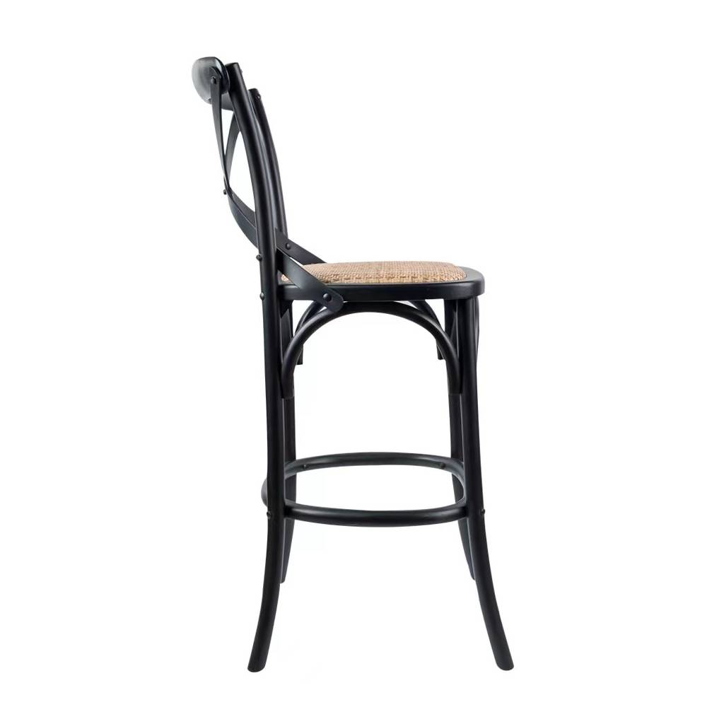 Cafe Rattan Arched Birch Wood Barstool