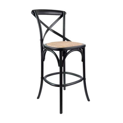 Cafe Rattan Arched Birch Wood Barstool