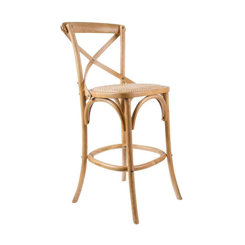 Cafe Rattan Arched Birch Wood Barstool