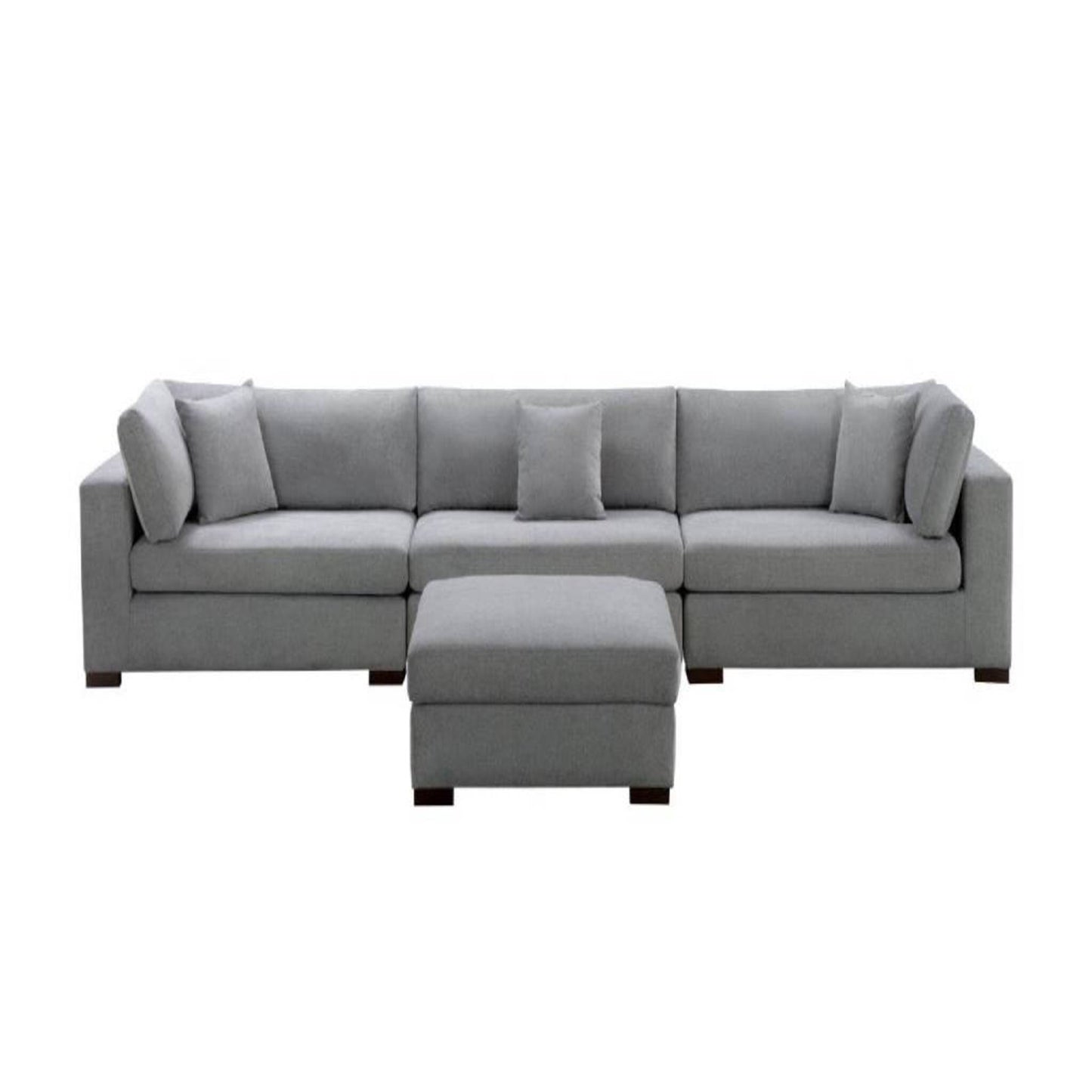 Cameo Fabric Modular Lounge with Ottoman- Light Grey