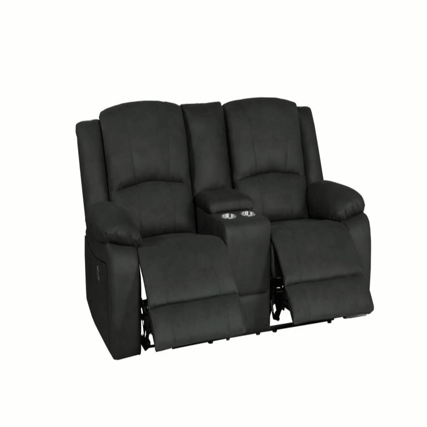 OFFO Captain 7 Seater Corner Modular Rhino Suede Electric Recliner Lounge Jet