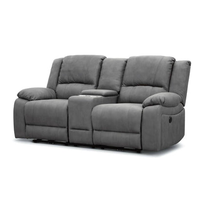 OFFO Captain 7 Seater Corner Modular Rhino Suede Electric Recliner Lounge Jet