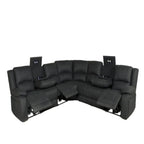 Captvix 7 Seater Corner Modular Rhino Suede Electric Recliner Lounge Jet