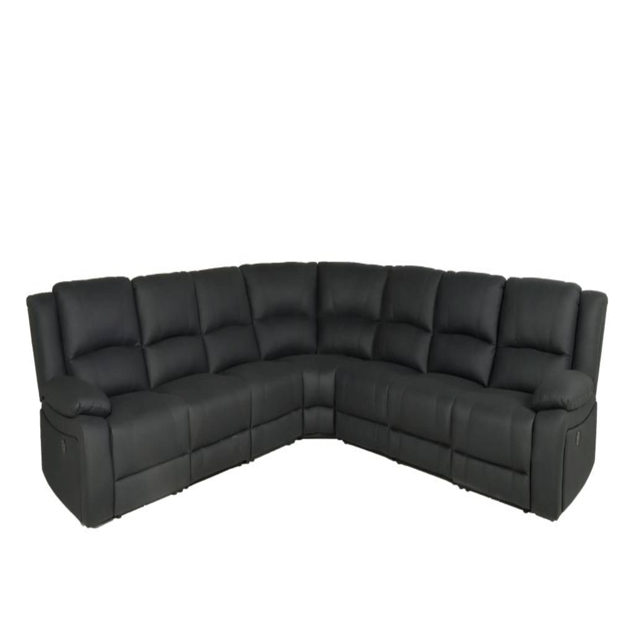 Captain 7 Seater Corner Modular Rhino Suede Electric Recliner Lounge Jet