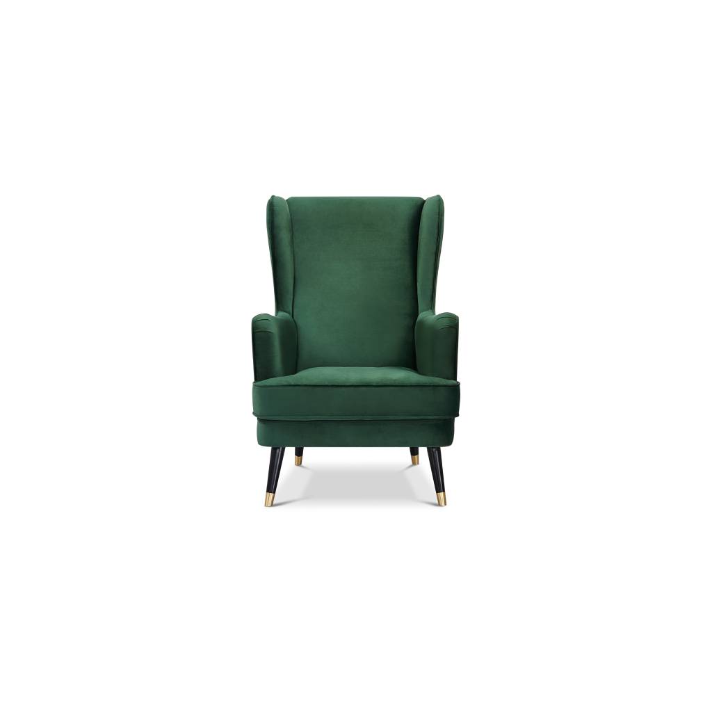 Cooper Wing Arm Chair Luxury Velvet - Green